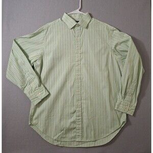 Polo Ralph Lauren Regent Shirt Mens 17 34/35 Green Stripe Classic Fit Dress Prep